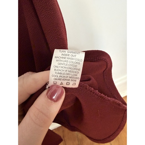 Almost Famous Women's Medium Mini Burgundy Wrap A-Symmetrical Dress - Picture 5 of 9